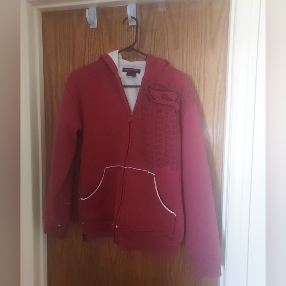 Boys XL 18-20 Tony Hawk Fleece Lined Full Zip Red Hooded Jacket Pre-Owned